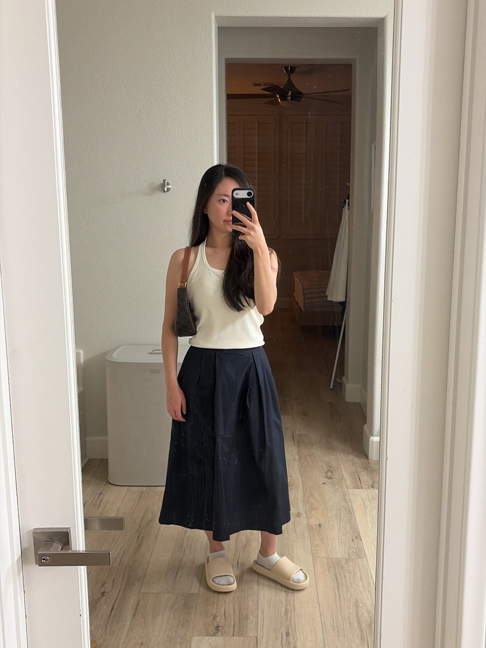 SPAO Korea Navy Pleated Midi Skirt – Size M